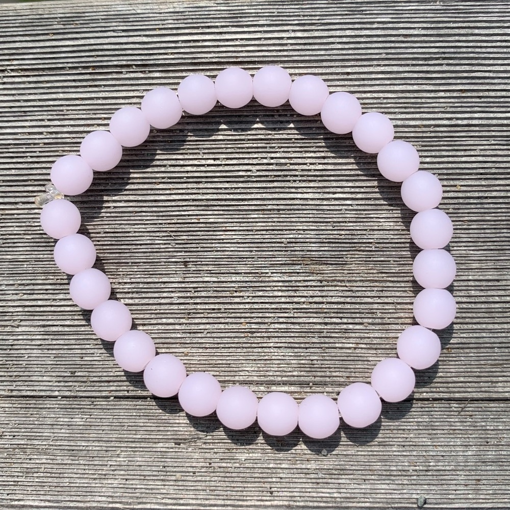 Sea Bead Bracelet in Pale Opaque Pink Stretch